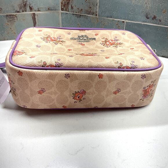 Coach Signature Sand Lavender Floral print Jamie Crossbody Mini/Camera Bag NWT - Picture 4 of 13